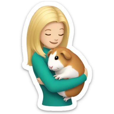 Blonde Woman hugging a guineapig sticker