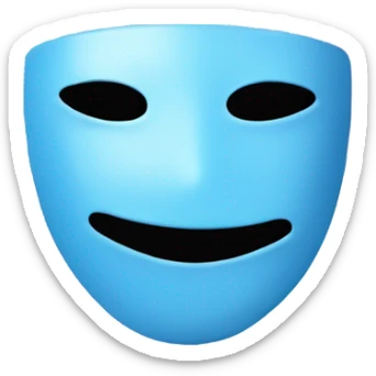 Happy blushing face but behind the mask sad and blue face sticker