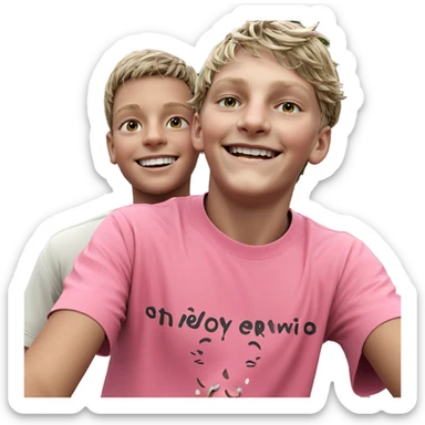 two boys smiling outdoors sticker