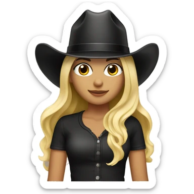 Create blonde girl with black cowboy hat sticker