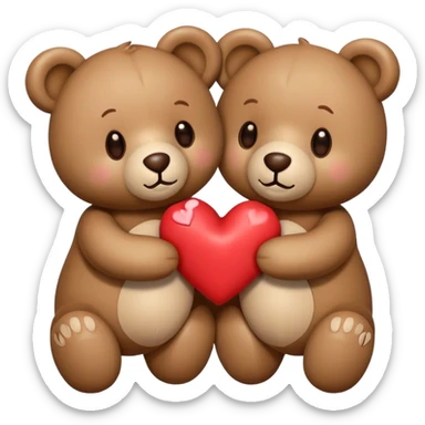 Two teddy bears holding hearts sticker