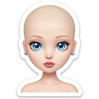 pretty bratz baddie, bald, pale skin, blue eyes sticker