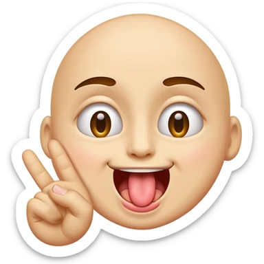 playful face pulling down one lower eyelid with one finger and sticking out its tongue, fun expressive emoji style sticker