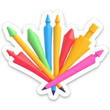 A set of emojis for highlighting text in posts, featuring various markers, arrows, and highlights, in the style of 3D emojis. sticker