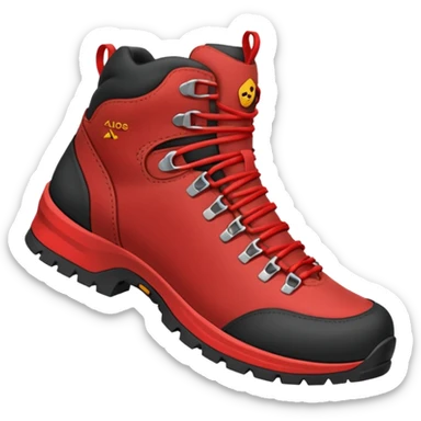 zapatilla de trekking con detalles en rojo sticker