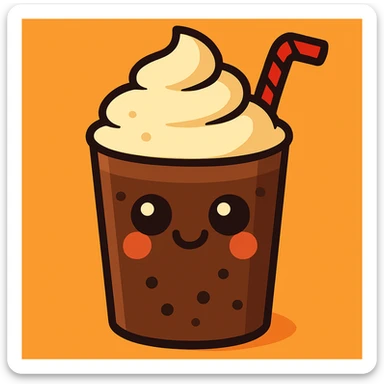 Add whipped cream on top of the chocolate milkshake, keep the vibrant cartoon style. sticker