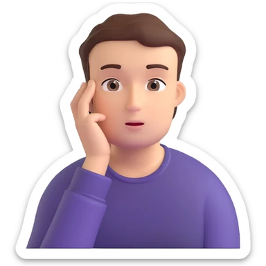 thinking face, looking up, hand on chin sticker