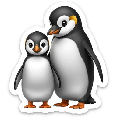 Parent and baby penguin together sticker