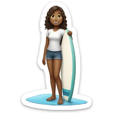 Girl with surfboard  sticker