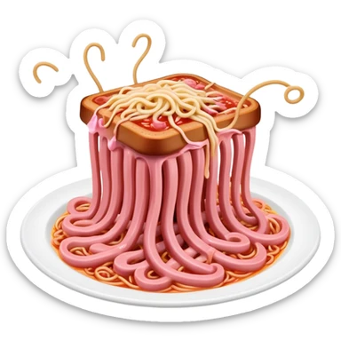  SPAM meat melted flying spaghetti pink gooey slop art sticker