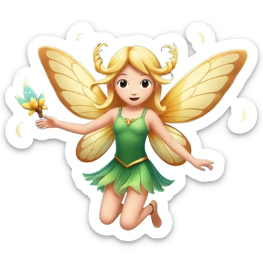 fairy character jumping with moth wing flare sticker