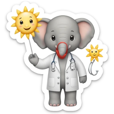 Cute elephant in doctor’s uniform bring ray of sunshine with words: hoop jy voel gou-gou beter sticker