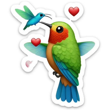 emoji de un colibrí con dos enamorados sticker
