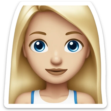 beautiful woman, long straight blonde hair, blue eyes, white tank top sticker