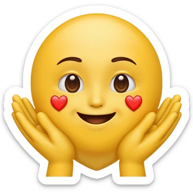 thank you emoji, beaming face, hands over heart, grateful expression sticker