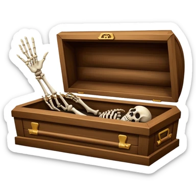 skeleton hand rising from coffin sticker