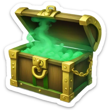 open treasure chest with green smoke coming out sticker