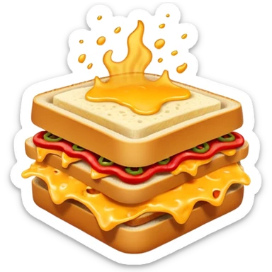 spicy sucuk sandwich object icon, toasted bread, sliced spicy sucuk inside, melted cheese, red chili peppers, steam coming out, 3D cartoon, mobile game icon style, centered, clean background, soft shadow, no text, no watermark
 sticker