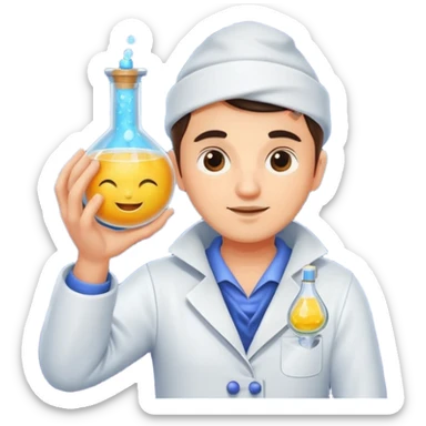 potion maker character squeezing moon like citrus into vial sticker