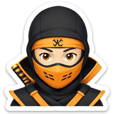 yellow-Orange and black ninja with a YC logo sticker