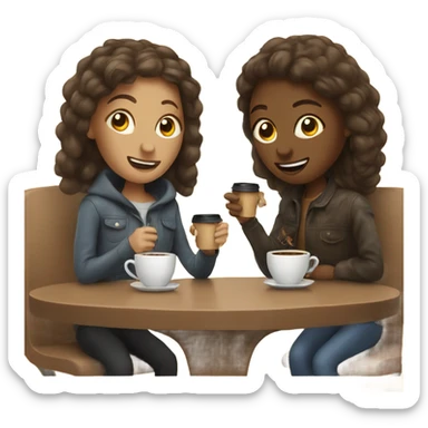 Two friends getting coffee sticker