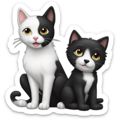 Black dog and white cat sticker