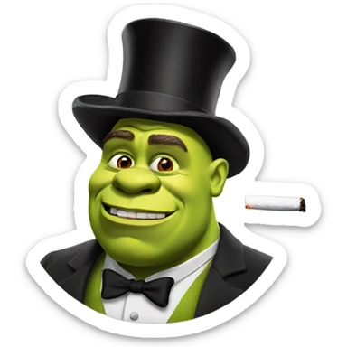 Shrek with top hat smoking sticker