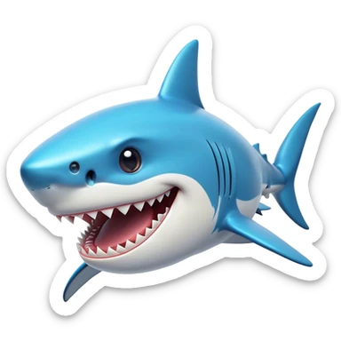 Cinematic Comical Shark Portrait Emoji, Head tilted dramatically with an exaggeratedly amused expression, featuring a striking, glossy streamlined body with bold accents and wide, expressive eyes filled with playful disbelief, Simplified yet hilariously expressive features, highly detailed, glowing with a slightly sassy glow, high shine, dramatic yet playful, stylized with an air of cheeky marine mischief, bright and endearing, soft glowing outline, capturing the essence of a spirited and over‐the‐top shark, so meme‐worthy it feels like it could snap its jaws into internet fame instantly! sticker