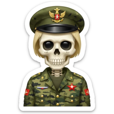 generate a realistic skeleton in Russian military camouflage sticker