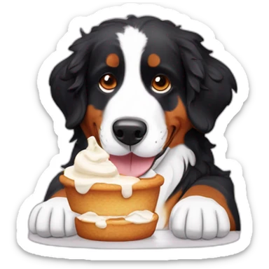 Bernese mountain dog eating meringue and double cream sticker
