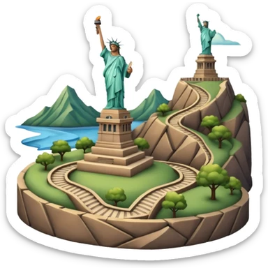 Montaña con con la estatua de la libertad con subida en curva zigzag sticker