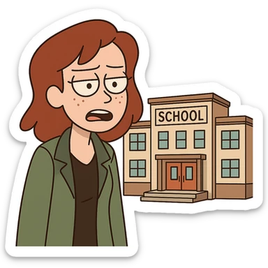 flat toon style school building sticker