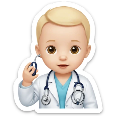 Baby, 6 months, with a stethoscope sticker