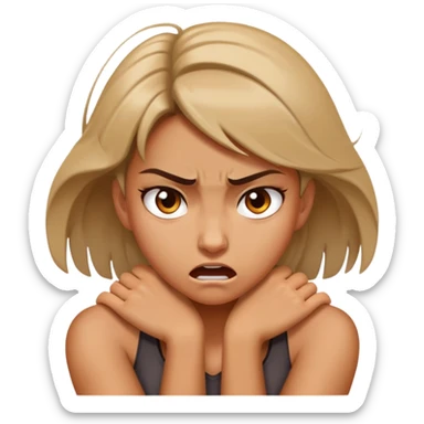 girl arms around neck angry sticker