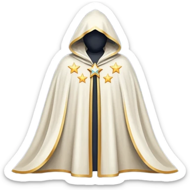 a fantasy  magic, white color with star pattern cloak sticker