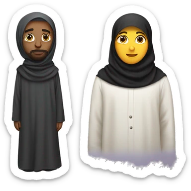 A man a size of an ant next to a giant hijabi  sticker