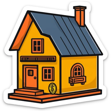 penny coin cut open revealing a cute little character living inside, penny interior decorated like a tiny house with furniture sticker