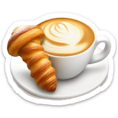 Cup of cappuccino with croissant sticker