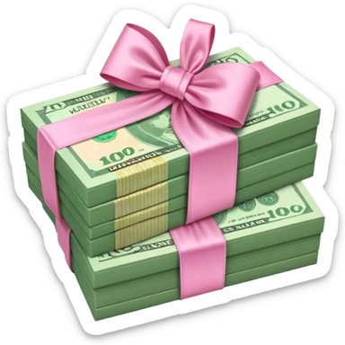 Forest Green Australian $100 long rectangle money notes stacked together and wrapped in a pink bow sticker