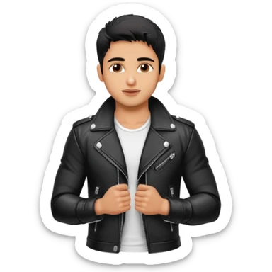 generate a pretty bratz siddharth malhotra, LEAN BUT MUSCULAR WEARING A black LEATHER JACKET sticker
