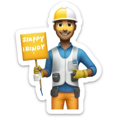 Spray foam worker saying Happy Birthday  sticker