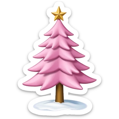 Pink Christmas tree with snow on the branches and a gold star on top no baubles  sticker