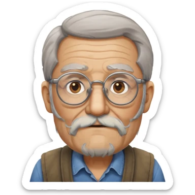 A nomadic old man wearing glasses sticker