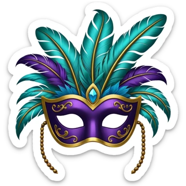 
masquerade mask with feathers sticker