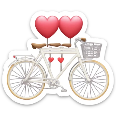 Tandem bicycle with hearts  sticker