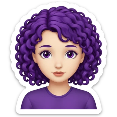 pretty girl with curly dark purple hair and fair skin  sticker