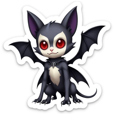 Edgy Cool Cute Gothic-Emo-Vampiric-Bat-Feline-Fakemon-Hybrid full body sticker