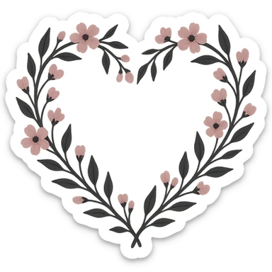 pink black wreath heart, remove background sticker