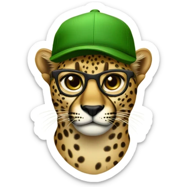 cheeta with green hat, brown-lens glasses sticker