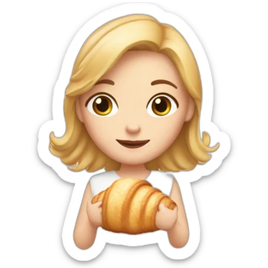 Cute white girl with croissant  sticker